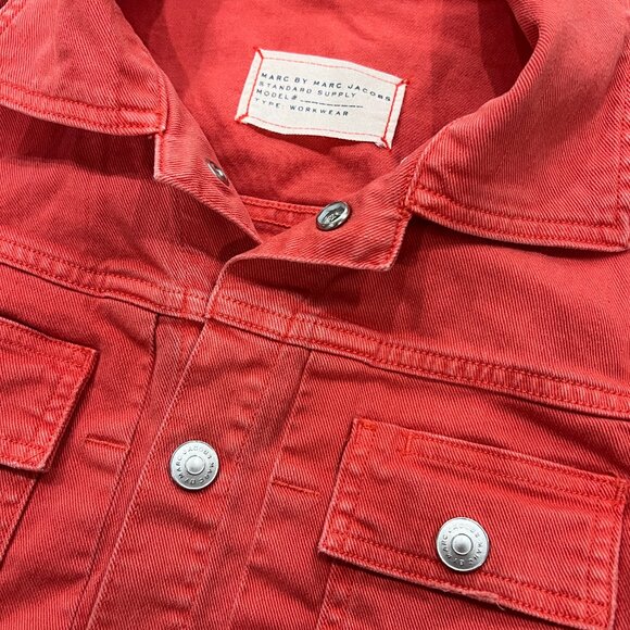 MARC By MARC JACOBS Soft Pink Workwear Denim Jacket sz XS Extra Small - Picture 2 of 4